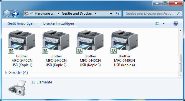 Mehrfach installierter Drucker