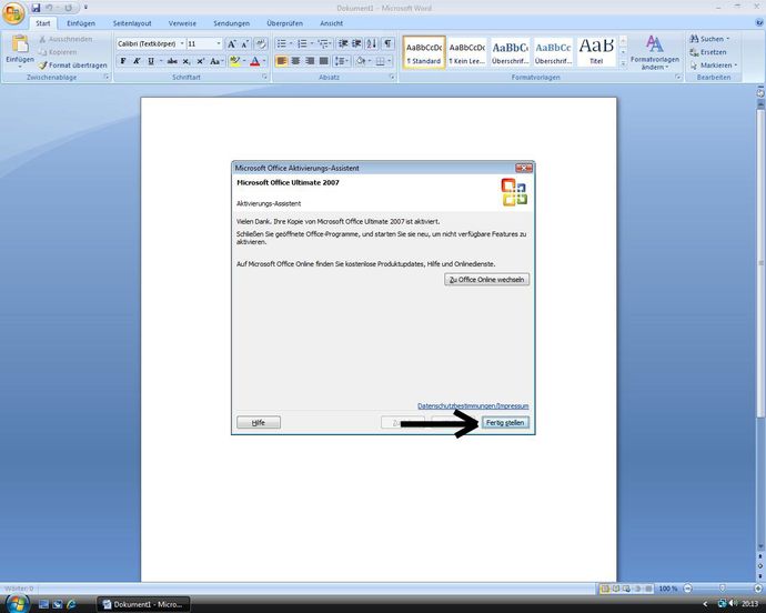 Office wurde aktiviert