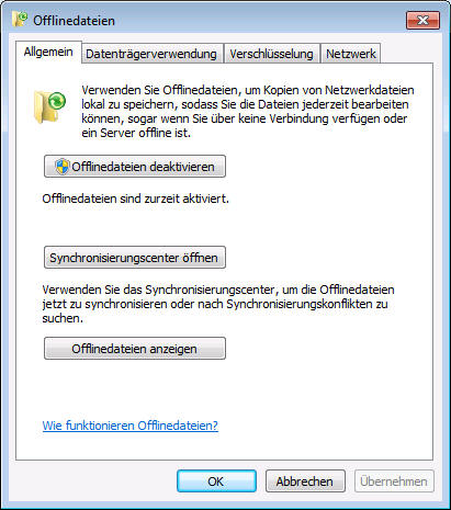 Offlinedateien aktiviert