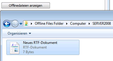 Offlinedateien anzeigen