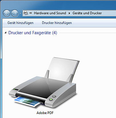 Anzeige des PDF-Druckers