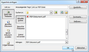 Hyperlink zur PDF-Datei erstellen