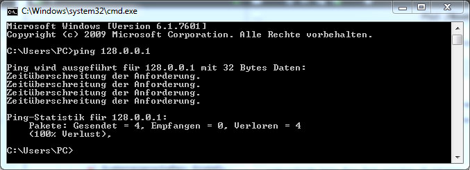 Ping Befehl mit IP-Adresse