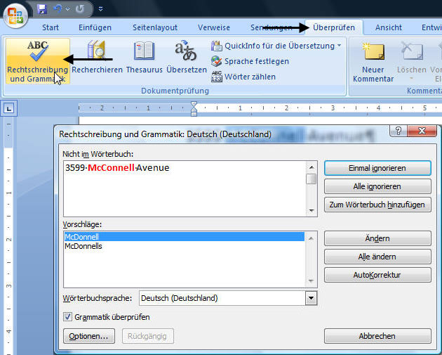 Manuelle Rechtschreibprüfung