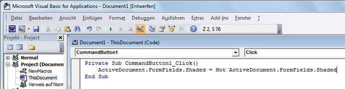 VBA-Code zum Zurücksetzen der Schattierung