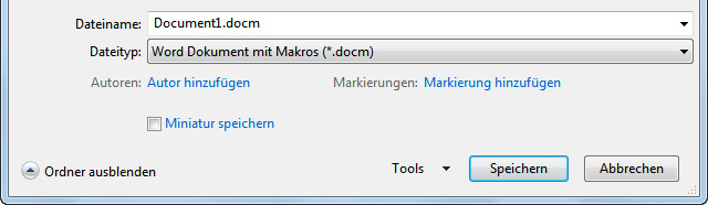 Formular als Word-Dokument mit Makros