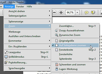 PDF auf Seitengröße zoomen