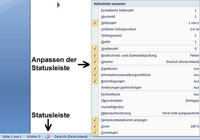 Statusleiste