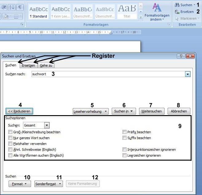 Suchen und Ersetzen in Word