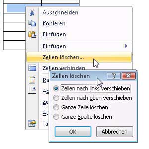 Zellen löschen