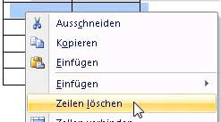 Zeilen löschen
