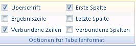 Tabellenoptionen