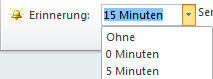 Zeit für Erinnerungsfenster