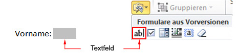 Textformularfeld in Word einfügen