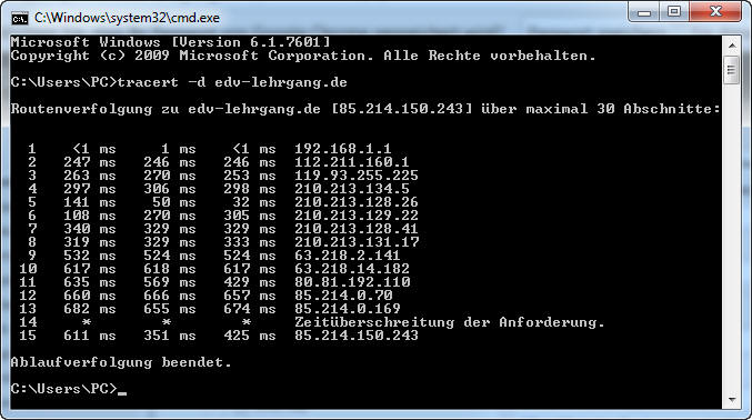 Tracert Befehl