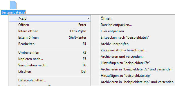 7z öffnen und entpacken
