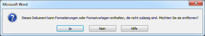 Abfrage über nicht zugelassener Formatierungen