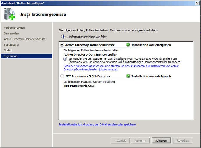 Abschluss der Installation Abschluss der Installation