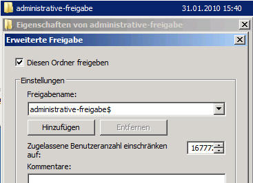 Administrative Freigaben