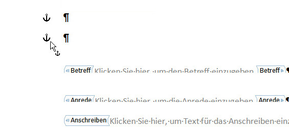 Ankersymbole hin und zurück verschoben