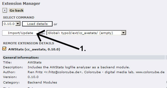 Awstats Extension importieren