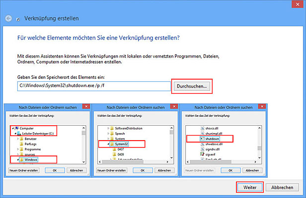 Befehl zum Herunterfahren von Windows 8