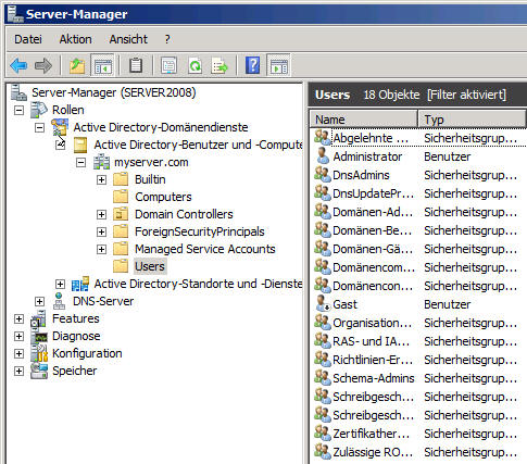 Benutzerkonten im Active Directory