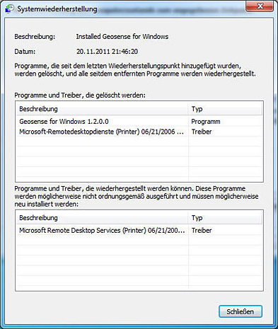 Beschreibung der Systemwiederherstellung