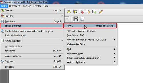 Bewerbung als PDF-Datei speichern