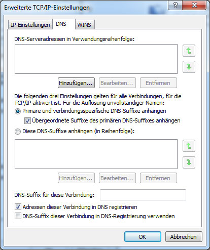 DNS-Suffix Einstellungen