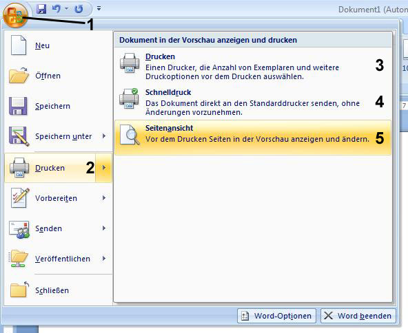 Drucken in Word