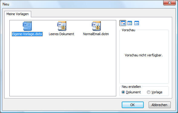 Eigene Vorlagen