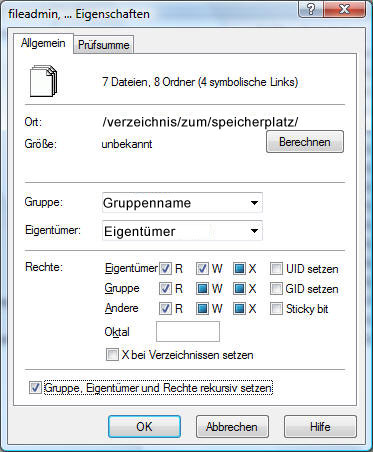 Eigentümer und Gruppe ändern