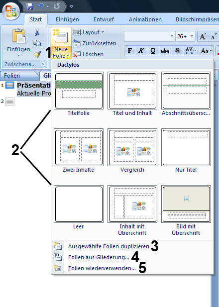 Folienlayout in Powerpoint Folienlayout in Powerpoint