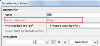 Formatvorlage Fett