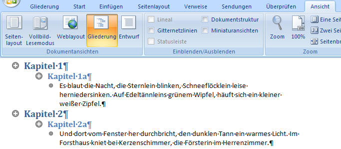 Gliederungsansicht