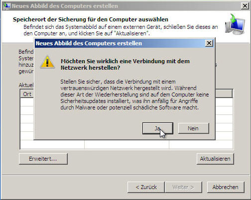 Hinweis vor einer Netzwerkverbindung Hinweis vor einer Netzwerkverbindung
