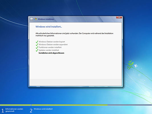 Installation wird abgeschlossen