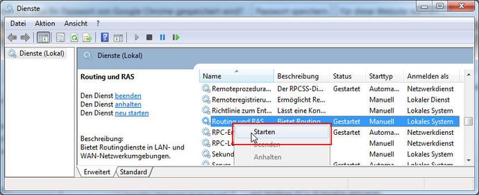 IP-Routing aktivieren