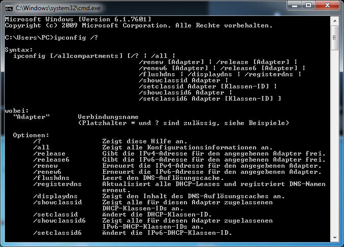 Ipconfig Hilfe