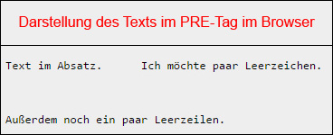 Leerzeichen im PRE-Tag