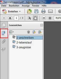 Lesezeichen im PDF-Dokument