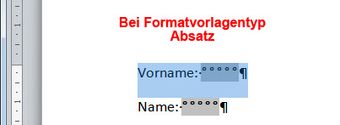 Markieren bei Absatzformatierung