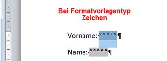 Markieren bei Zeichenformatierung