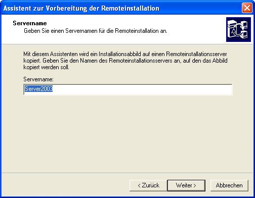 Name des Remoteinstallationsservers