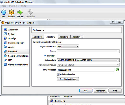 Netzwerkeinstellung der virtuellen Maschine