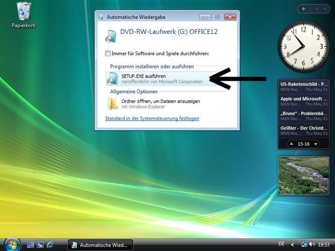 Office Installation startet automatisch