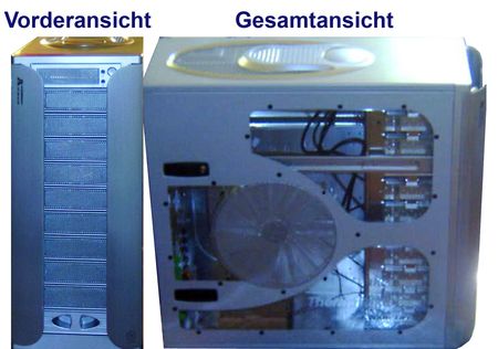 PC-Gehäuse Vorder- und Gesamtansicht