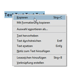 PDF-Inhalte kopieren über Kontextmenü