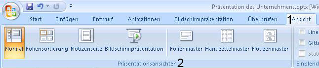 Powerpoint-Ansicht wechseln